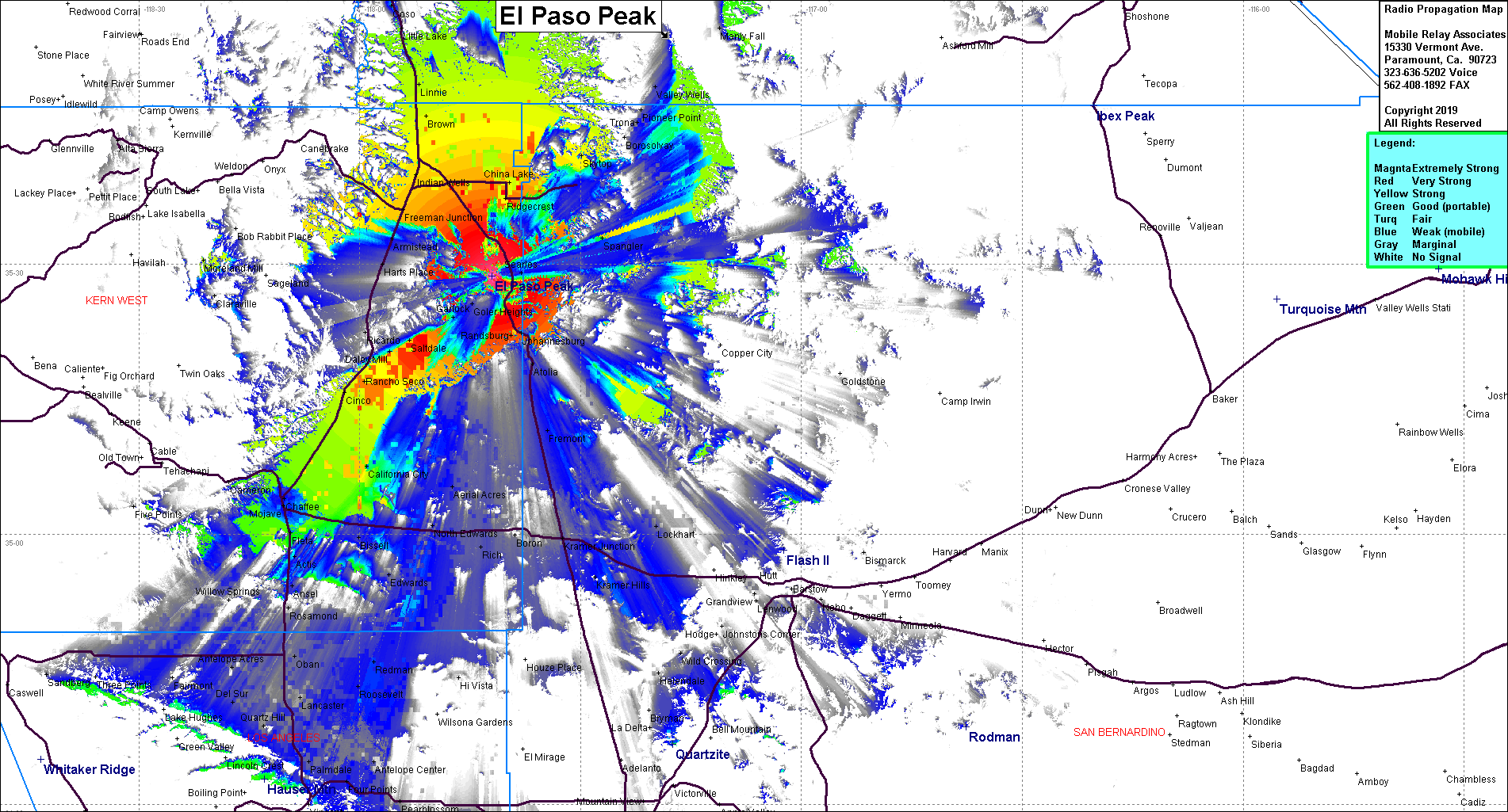 heat map radio coverage El Paso Peak